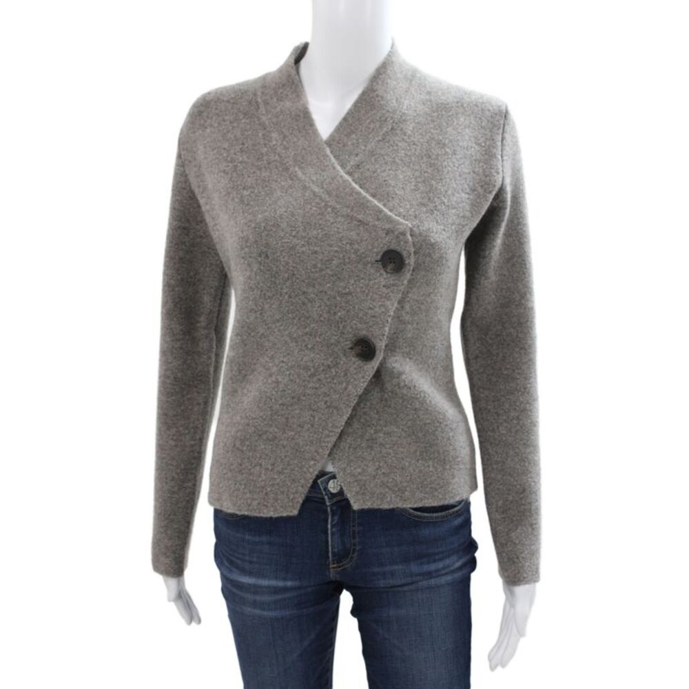 Zara Women Kimono Jacket Gray Long Sleeve Button Polyamide Size S